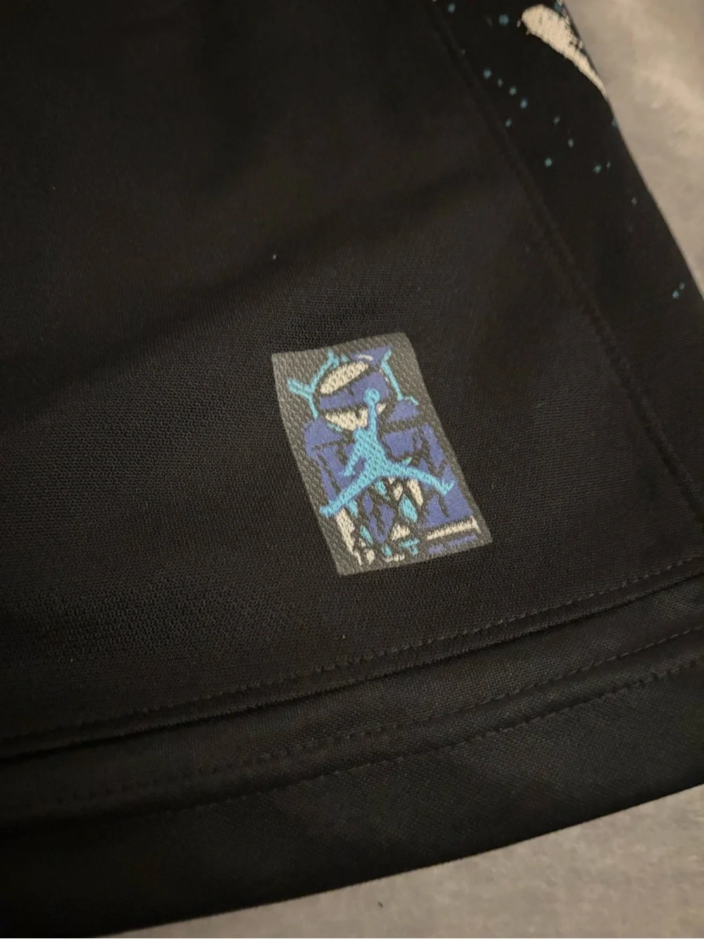 Jordan Men’s M Athletic Shorts Black/Blue/White Graphic Drawstring Elastic